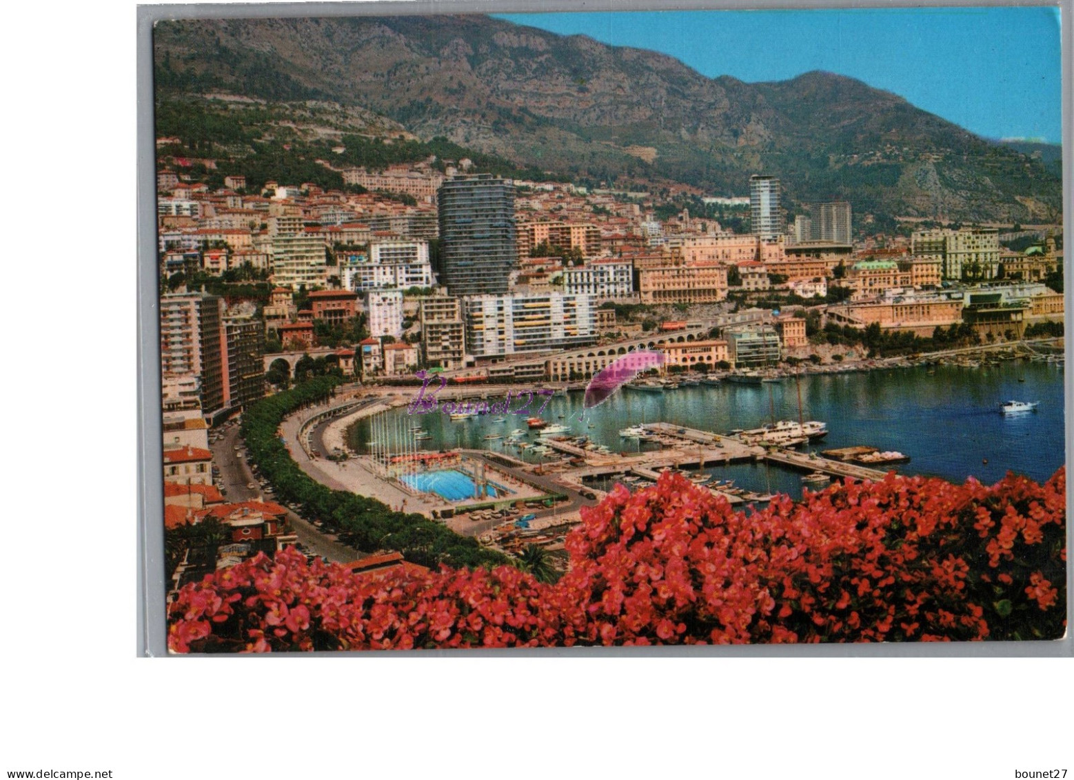 MONACO -  Principauté Le Port Et Monte Carlo Vue Generale Fleur Piscine 1980 - Port