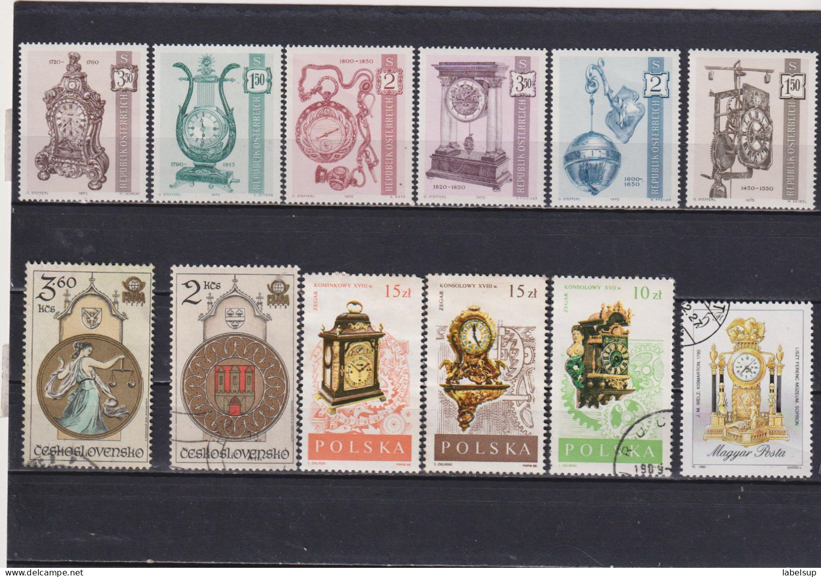 Lot De Timbres Sur Le Thème Des Pendules 2 Photos - Verzamelingen (zonder Album)