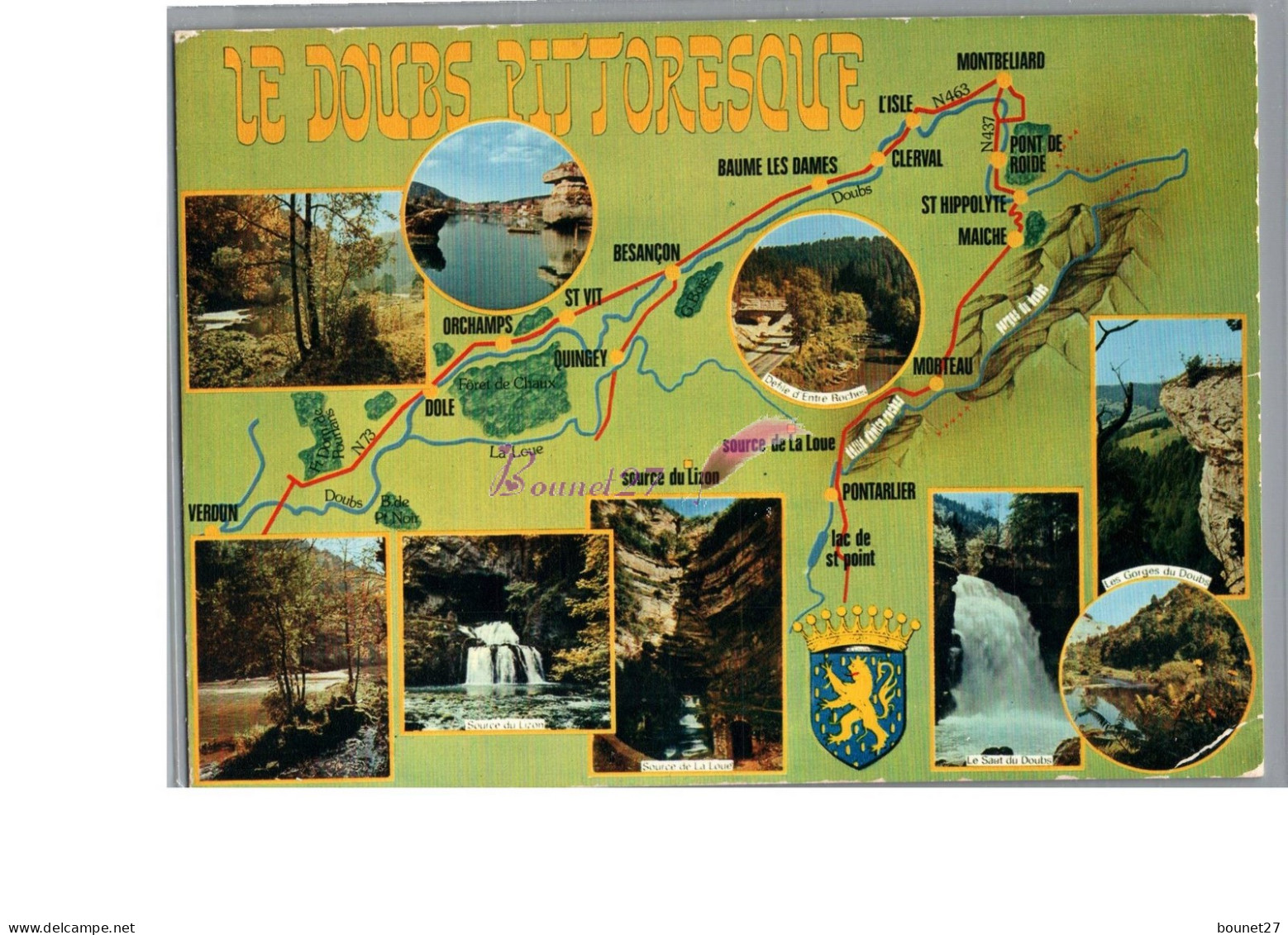 LE DOUBS PITTORESQUE 25 - Plan Carte De La Region Verdun Orchamps Besançon Baume Les Dames Montbelliard Pontarlier - Andere & Zonder Classificatie