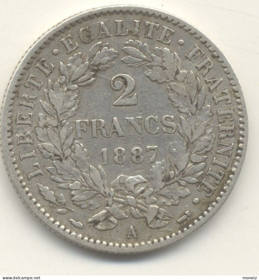 2 FRANCS 1887  A  CERES  TTB - 2 Francs