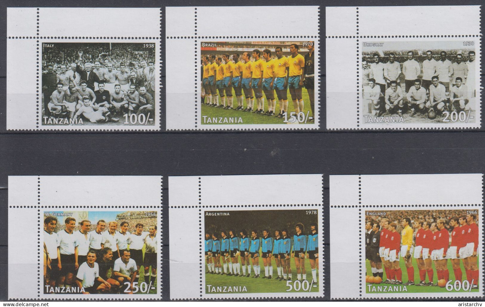 TANZANIA 1998 FOOTBALL WORLD CUP 2 S/SHEETS 2 SHEETLETS AND 6 STAMPS - 1998 – Frankrijk