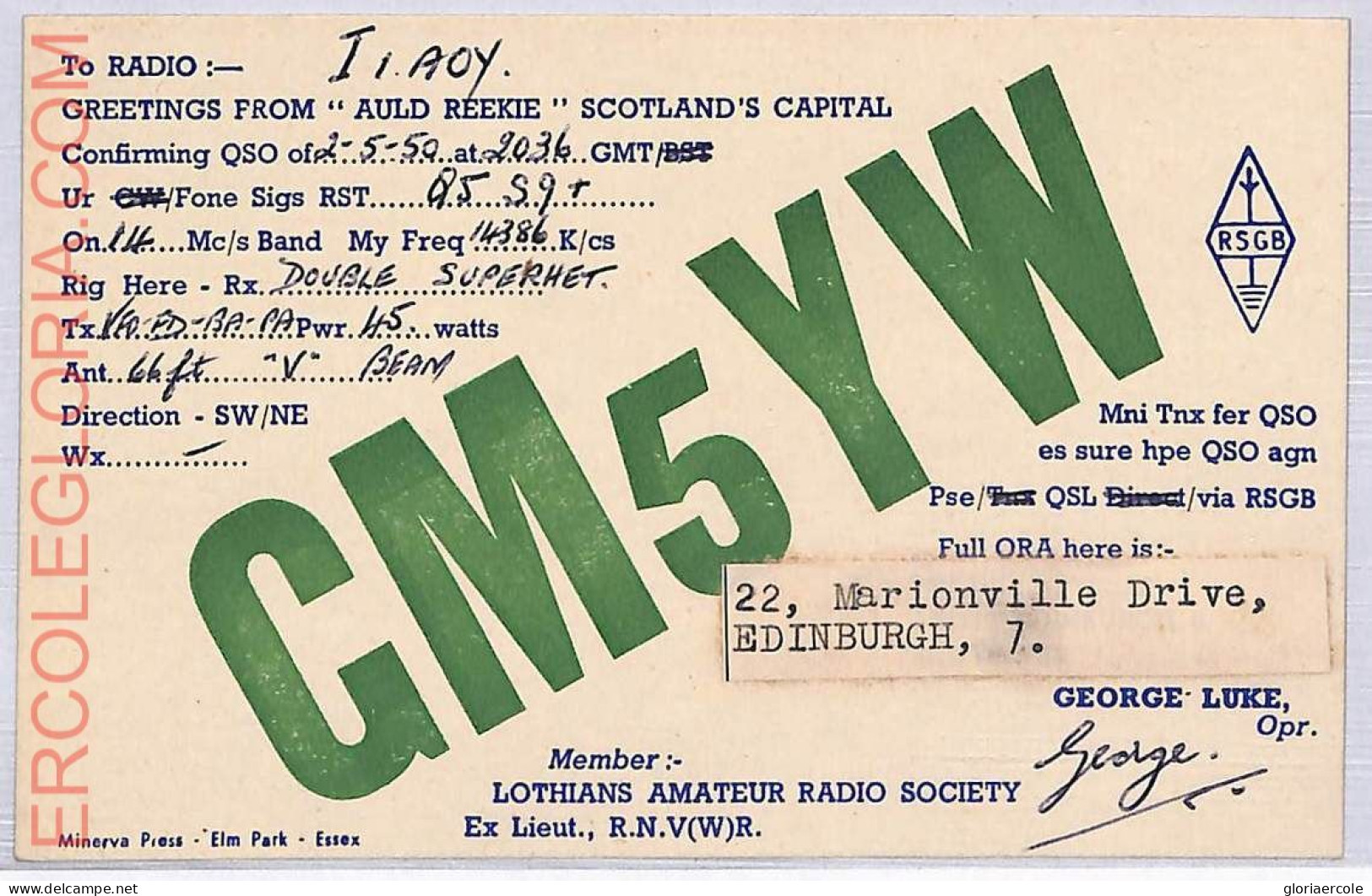 Ad9244 - SCOTLAND - RADIO FREQUENCY CARD  -  1950 - Radio