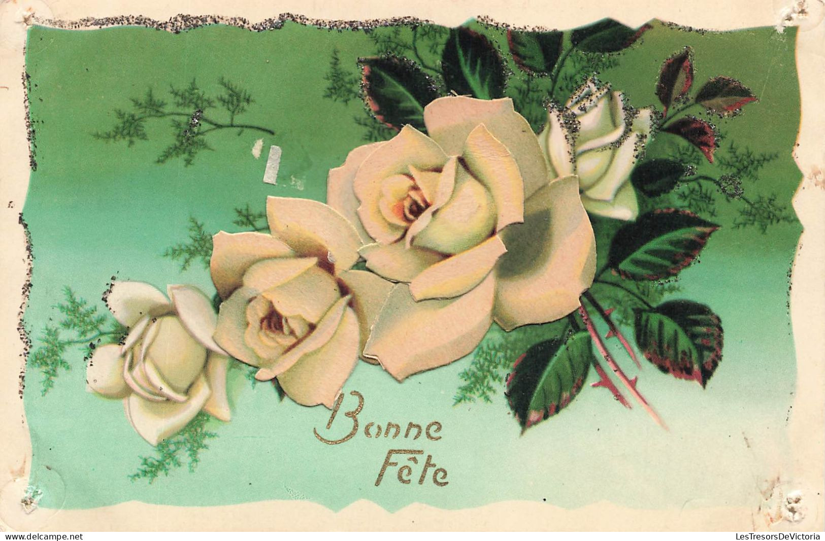FETES - VOEUX - Bonne Fête - Roses Blanches - Carte Postale Ancienne - Sonstige & Ohne Zuordnung