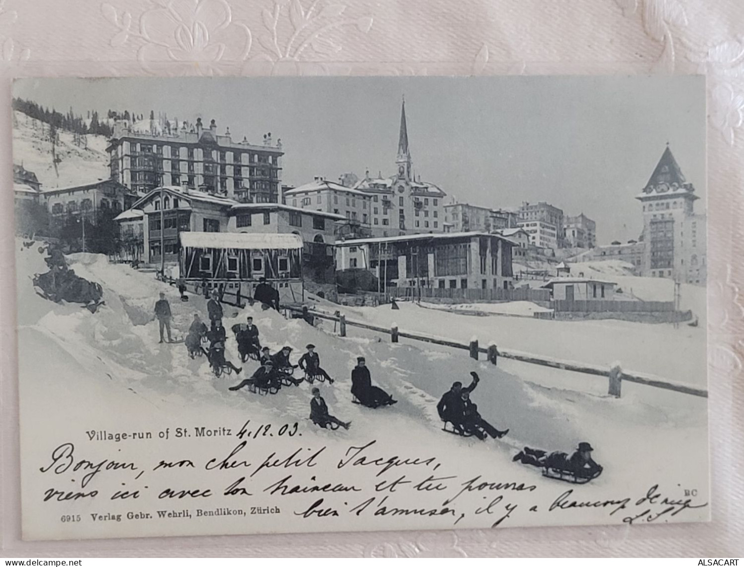 Village Run Of St Morits , Course De Luge Sur La Neige , Dos 1900 - St. Moritz