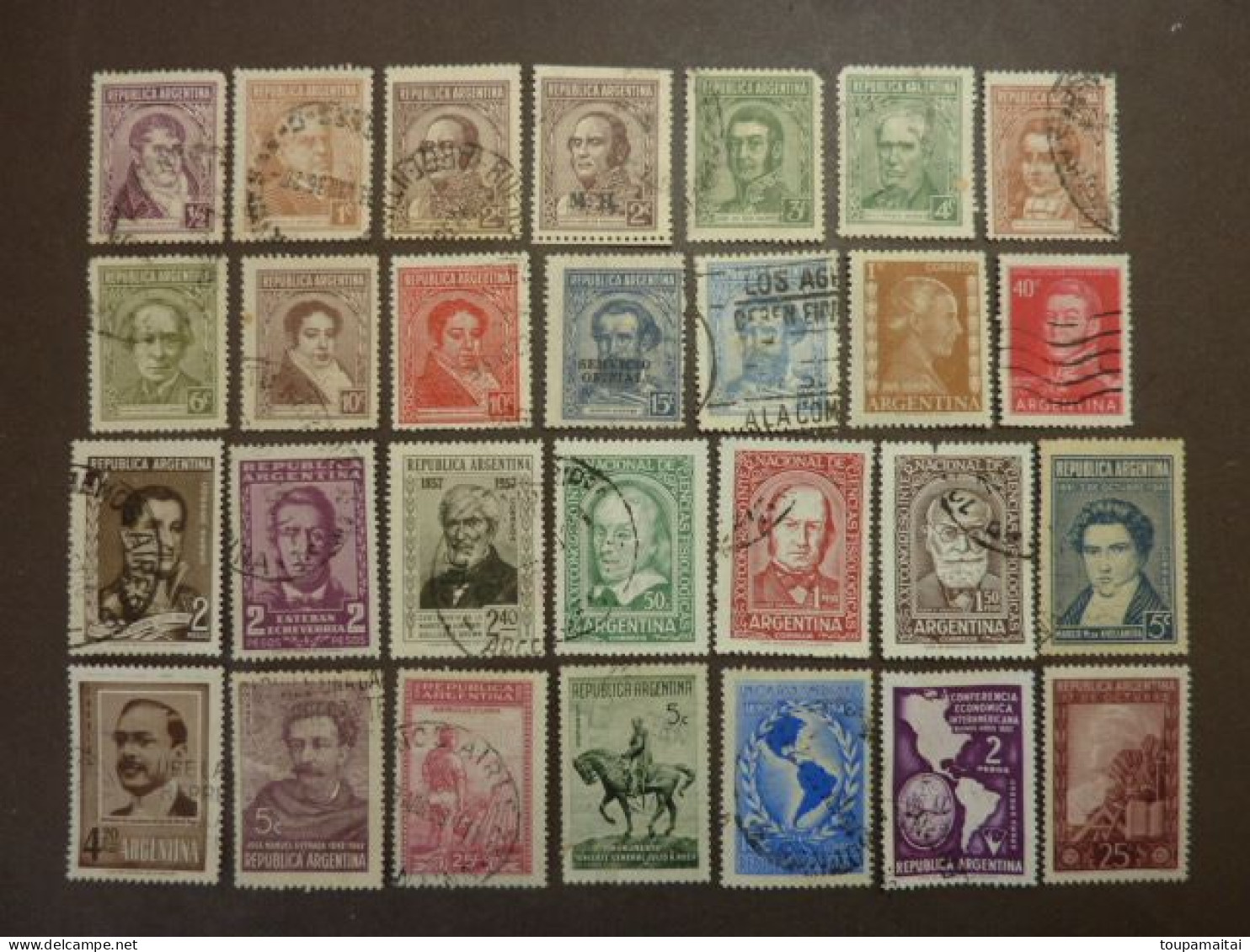 ARGENTINE : LOT De 167 TIMBRES TOUS DIFFERENTS + 90 Doublons. Voir Les 7 Photos - Colecciones & Series