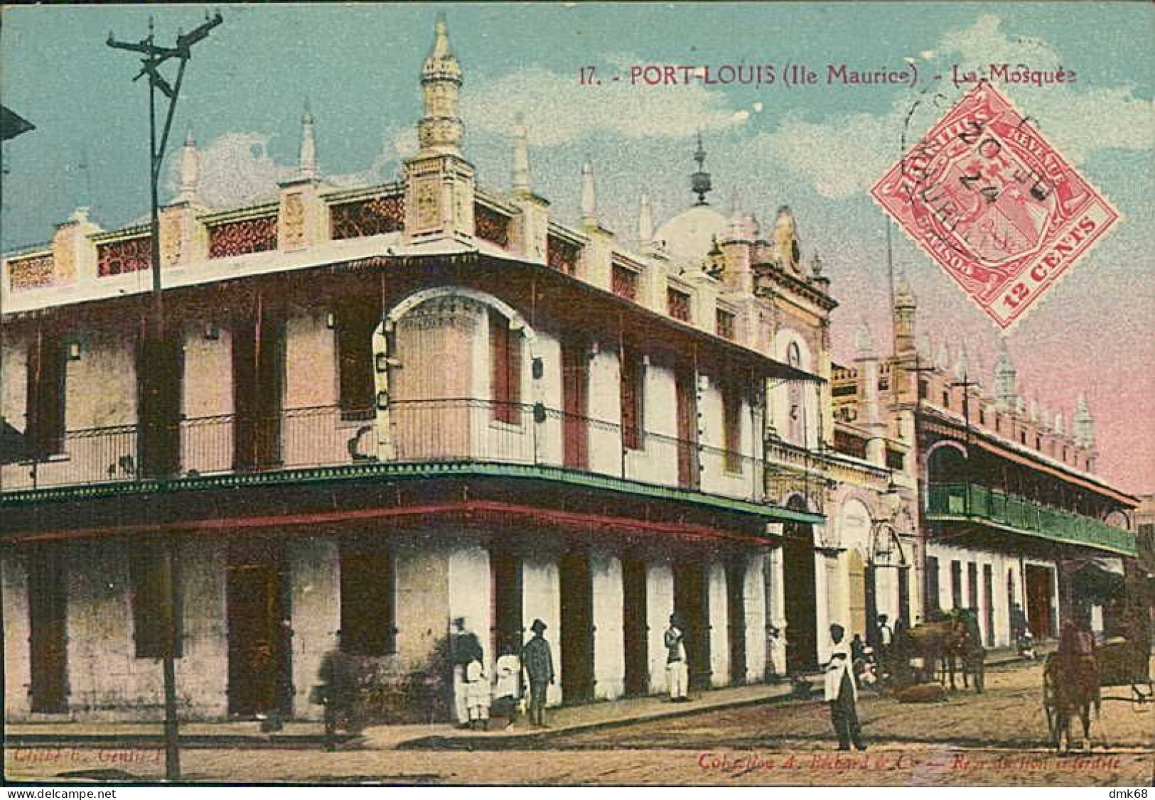 AFRICA - MAURITIUS / ILE MAURICE - PORT LOUIS - MOSQUE / LA MOSQUEE  - PHOT. L'ABEILLE - MAILED 1924 / STAMP (12574) - Mauritius