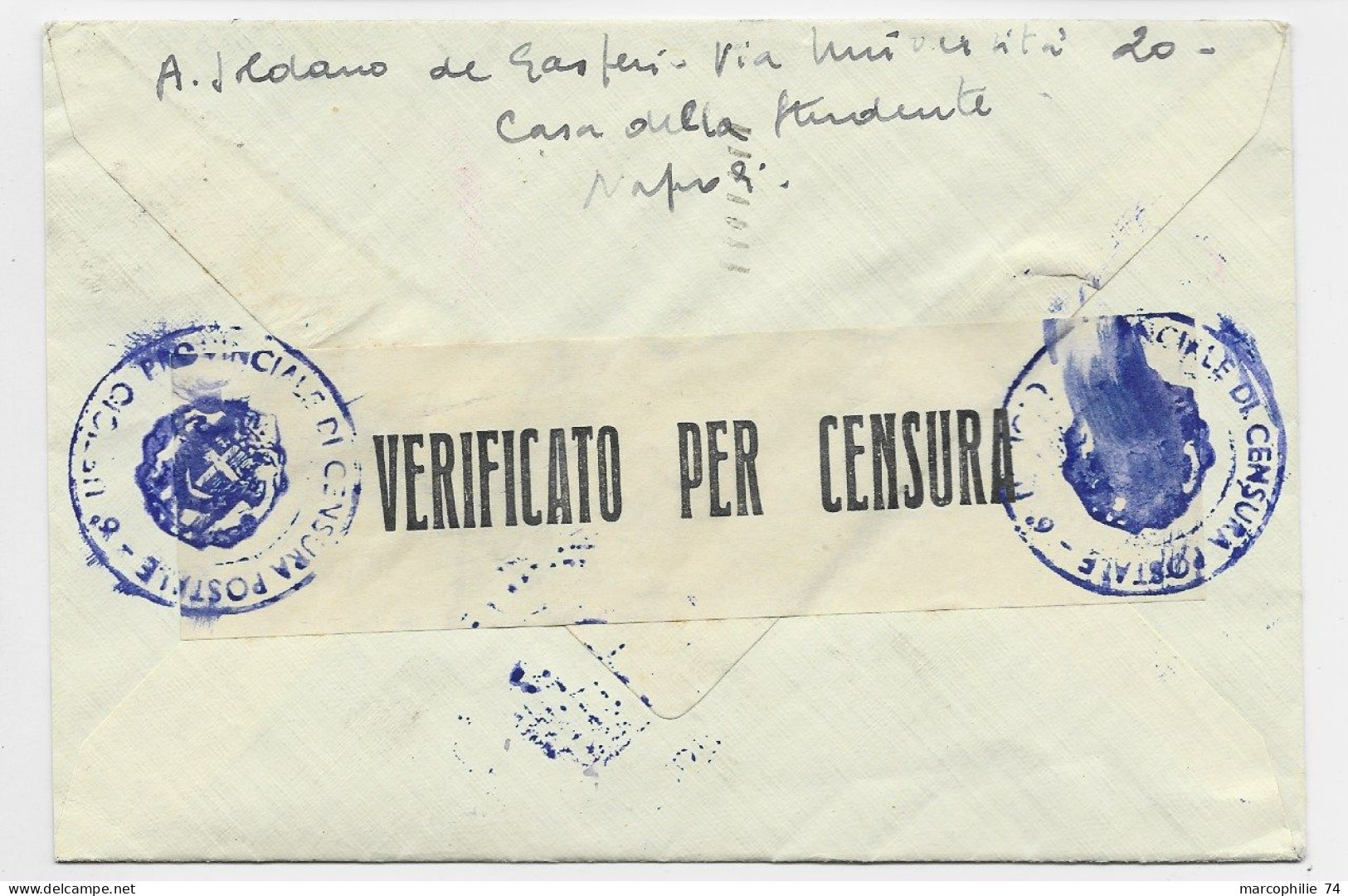 ITALIA 1.25 LETTERE COVER NAPOLI TO CROIX ROUGE GENEVE CENSURE PROVINCIALE - Militaire Post (PM)