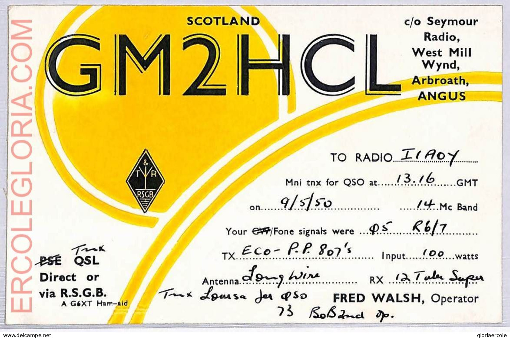 Ad9246 - SCOTLAND - RADIO FREQUENCY CARD  -  1950 - Radio