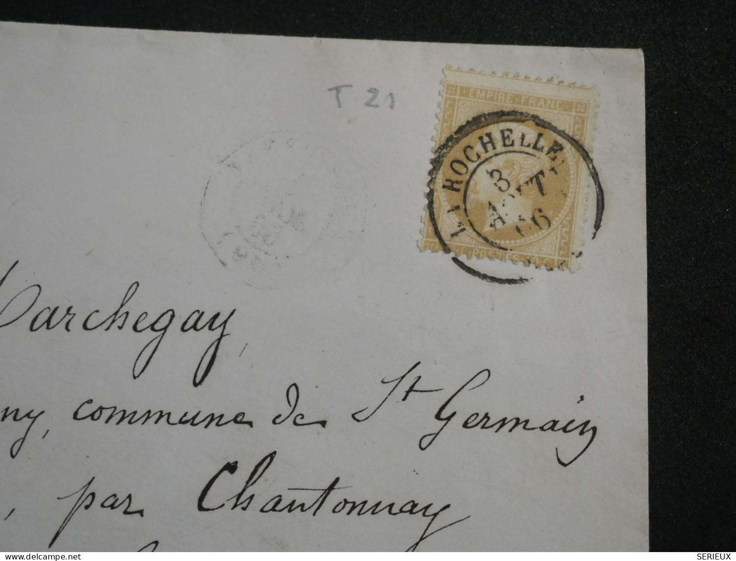 DN16  FRANCE  LETTRE RARE IMPRIMé LOCAL 1866   LA ROCHELLE + AFF. INTERESSANT +++ - 1849-1876: Klassik