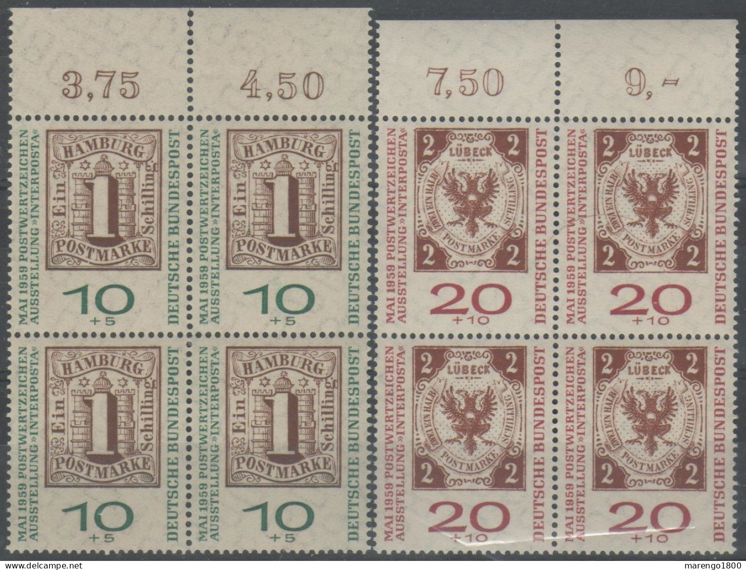 Germania 1959 - Internaba 1a Tir. - Quartina Con Appendici Numerali - Unused Stamps