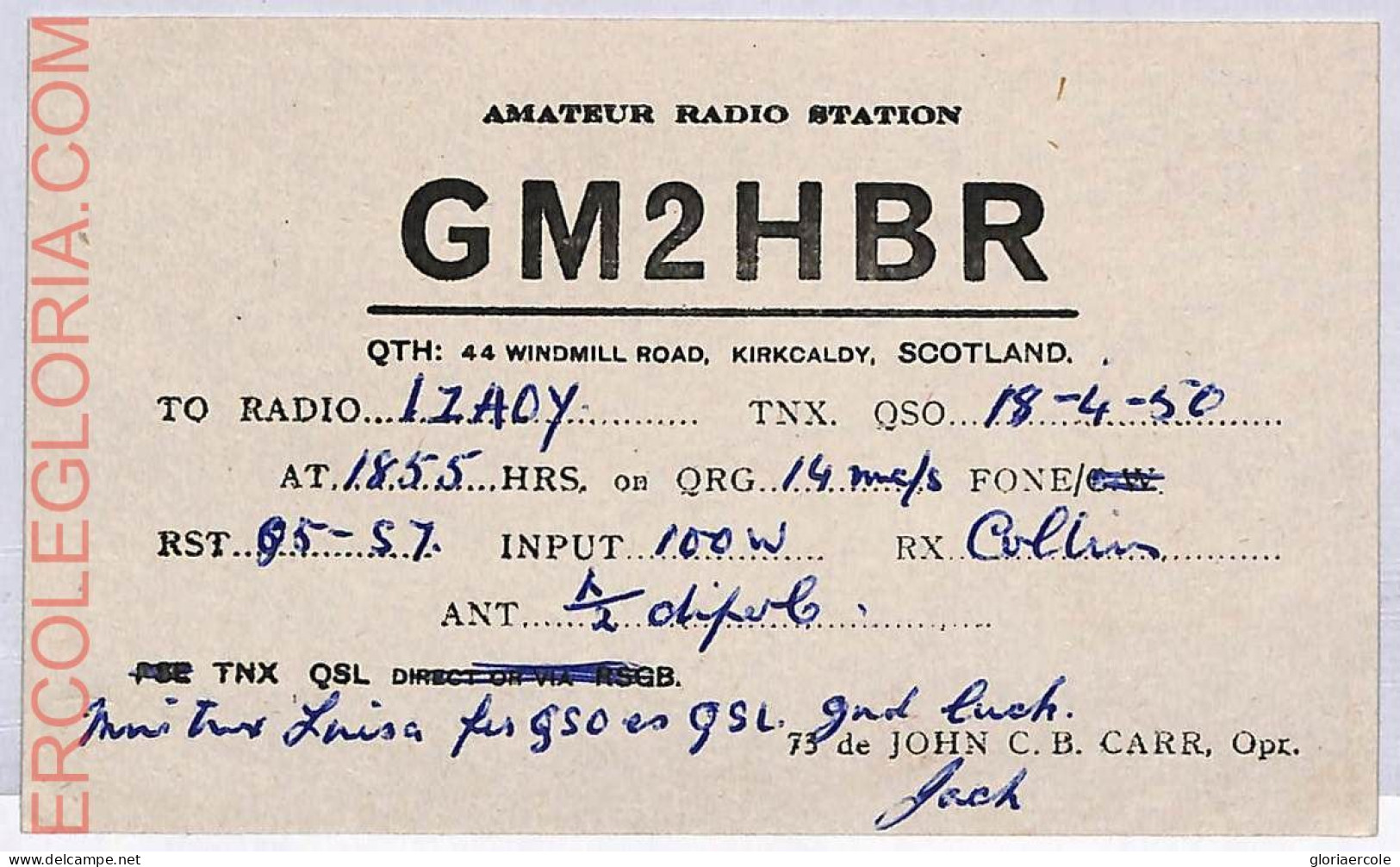 Ad9247 - SCOTLAND - RADIO FREQUENCY CARD  -  1950 - Radio