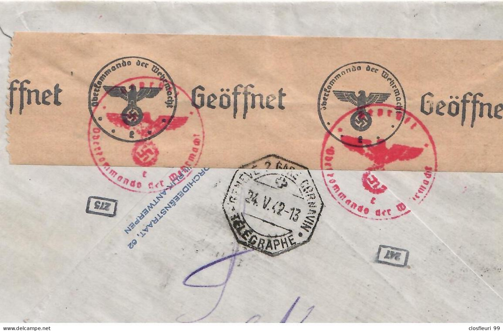 Lettre Censurée, Exprès, Pour Genève,avec Série, 20.5.42 Geöffnet Wehrmacht - Guerra '40-'45 (Storia Postale)