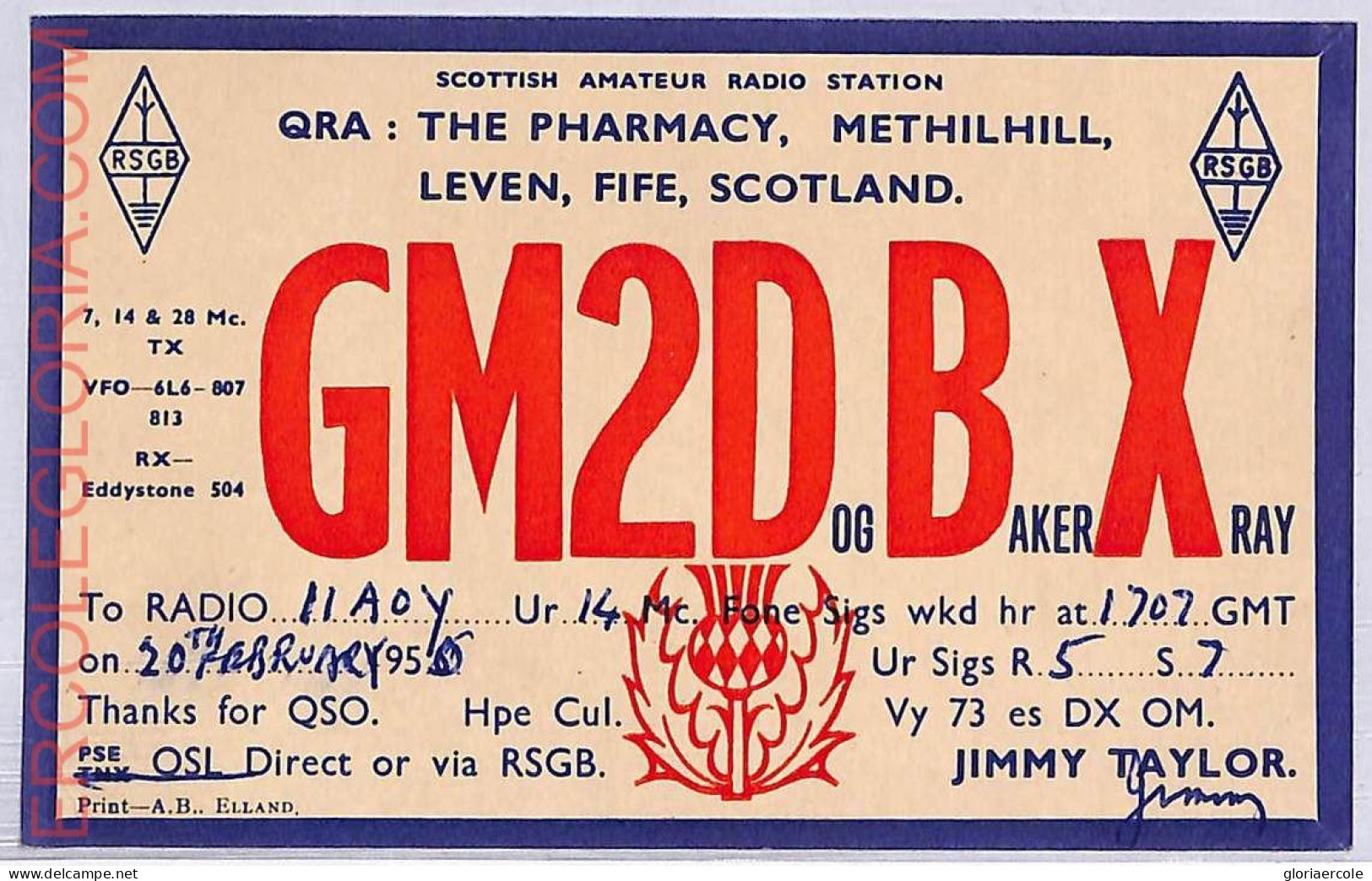 Ad9248 - SCOTLAND - RADIO FREQUENCY CARD  -  1950's - Radio