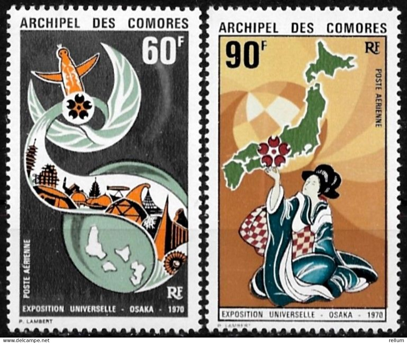 Comores 1970 - Yvert N° PA 30/31 - Michel N° 106/107 ** - Poste Aérienne