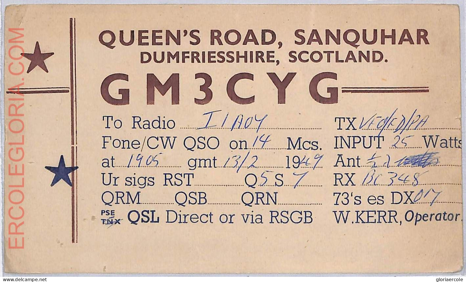 Ad9249 - SCOTLAND - RADIO FREQUENCY CARD  -  1947 - Radio