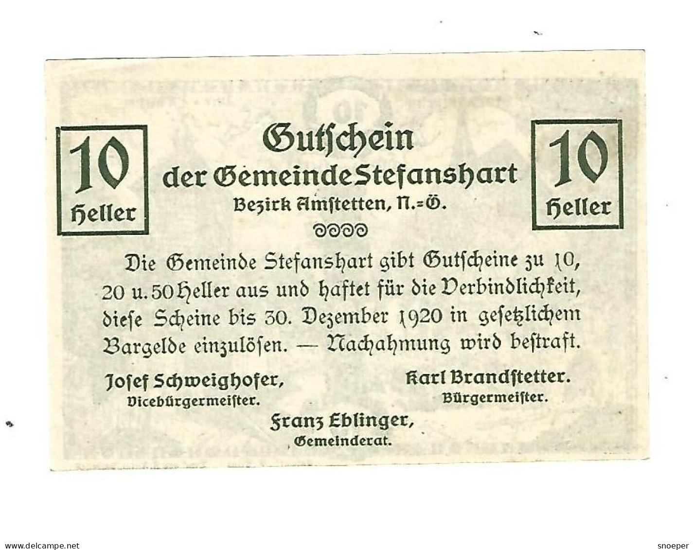 **notgeld   Austria  Stefanhart 10 Heller  1013a - Oesterreich