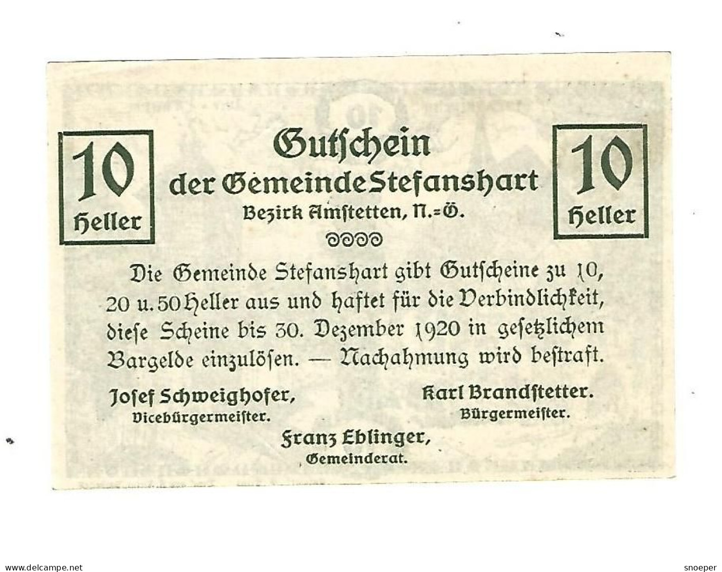 **notgeld   Austria  Stefanhart 10 Heller  1013a - Austria