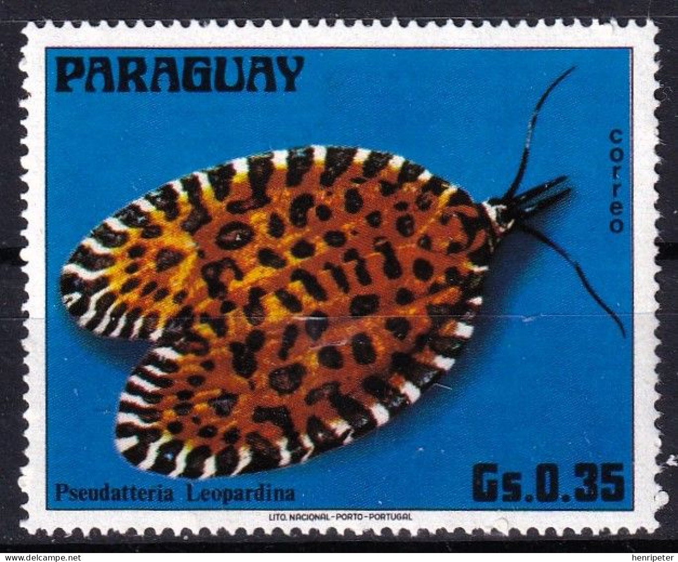 T.-P. Gommé Dentelé Neuf** - Papillon Coloré (Pseudatteria Leopardina) Papillon De Nuit - 1519 (Yvert) - Paraguay 1976 - Paraguay