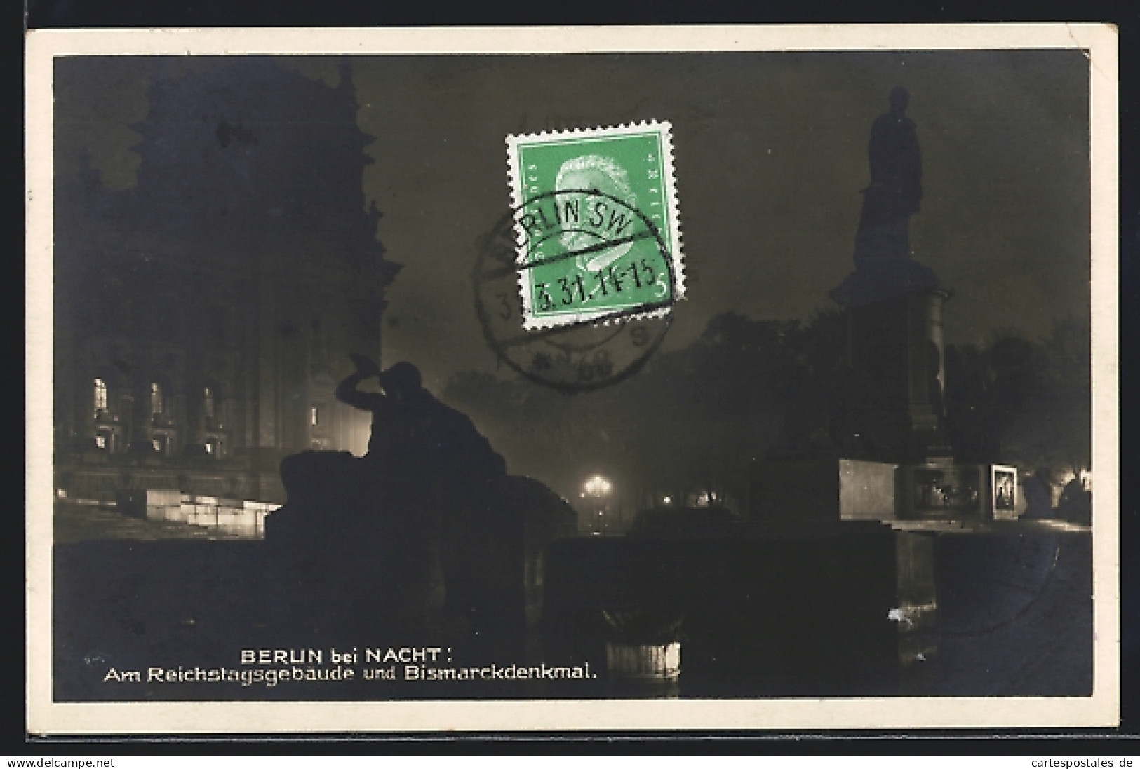 AK Berlin, Am Reichstagsgebäude Und Bismarckdenkmal, Berlin Bei Nacht  - Dierentuin