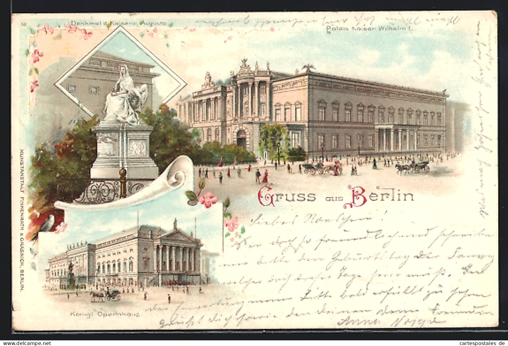 Lithographie Berlin, Schloss, Palais Kaiser Wilhelm  - Mitte