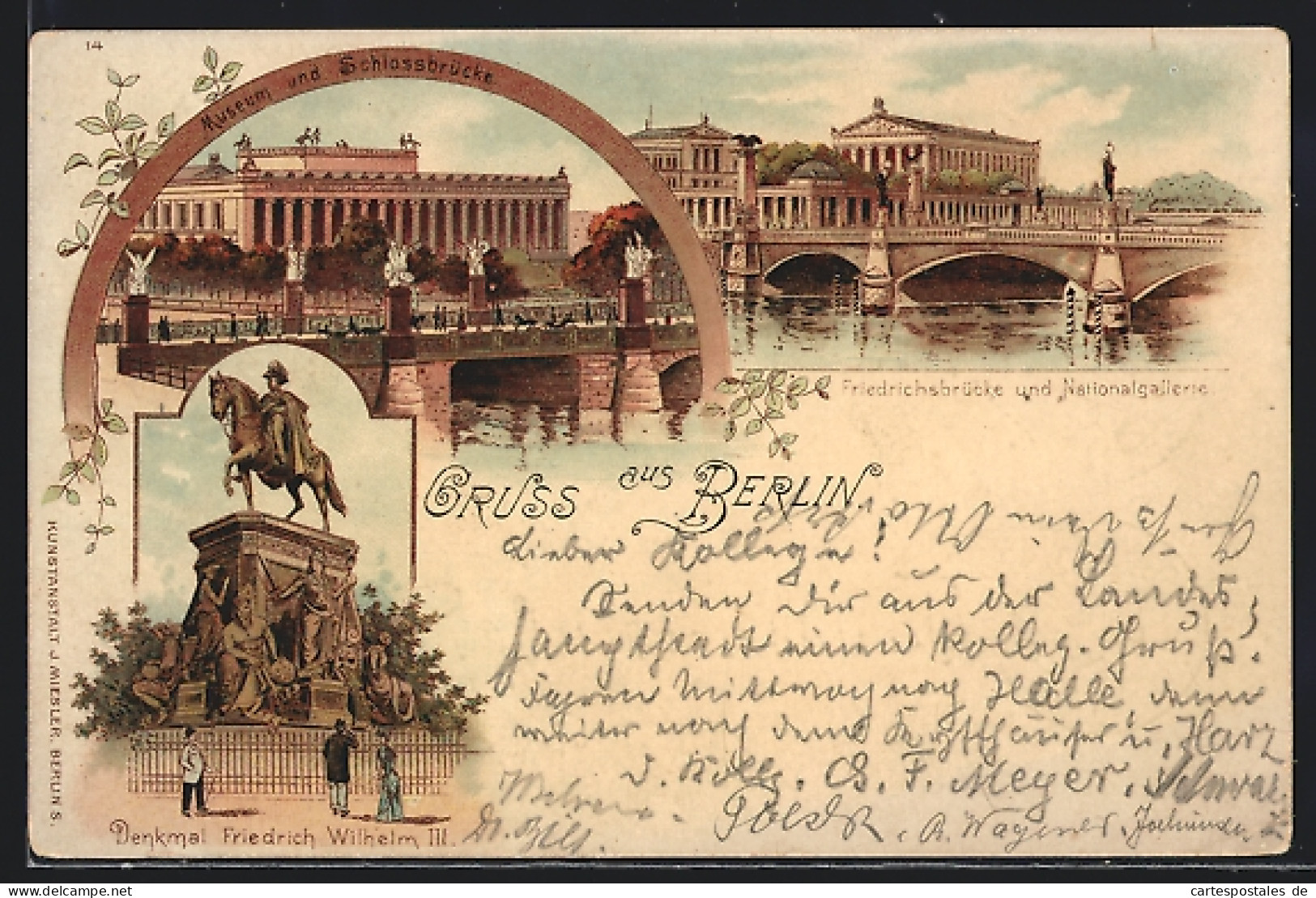 Lithographie Berlin, Museum Und Schlossbrücke, Denkmal Friedrich Wilhelm III.  - Mitte