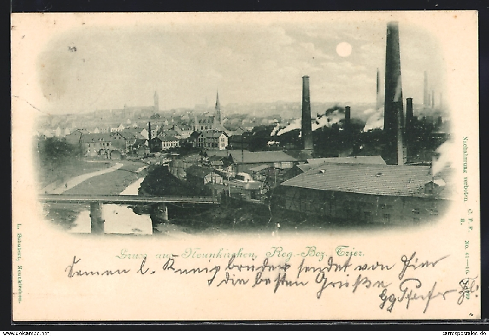 AK Neunkirchen /Bez. Trier, Teilansicht Mit Brücke Aus Der Vogelschau  - Trier