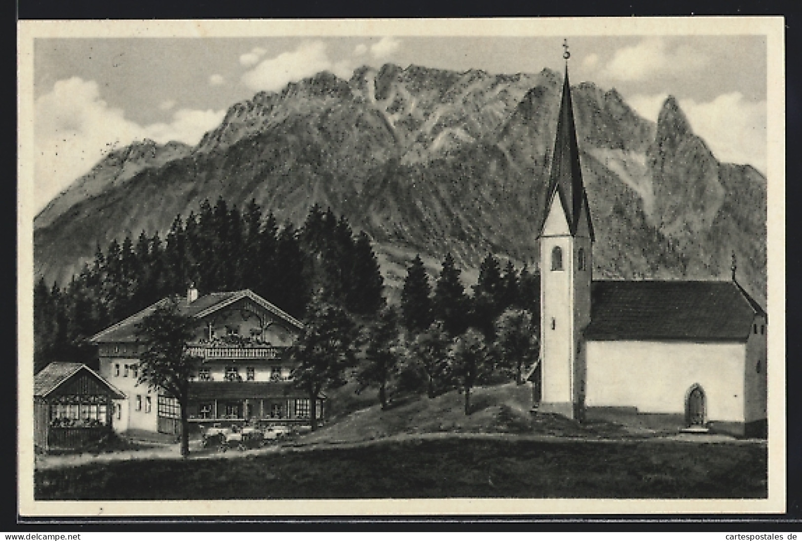 Künstler-AK Ebbs, Kirche Und Gasthaus St. Nikolaus  - Sonstige & Ohne Zuordnung