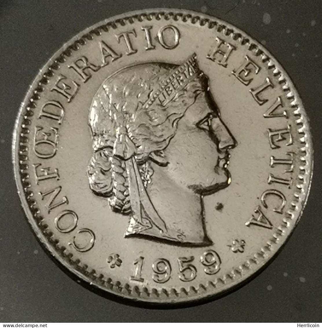 Monnaie Suisse - 1959 - 5 Centimes Ou Rappen Tête De Libertas Cupronickel - Other & Unclassified