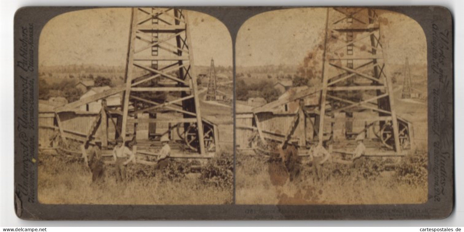 Stereo-Fotografie Underwood & Underwood, New York, Ansicht Titusville / PA., Öl-Felder Mit Bohrturm In Pennsylvania  - Stereoscopic