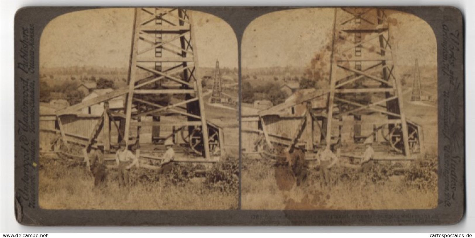 Stereo-Fotografie Underwood & Underwood, New York, Ansicht Titusville / PA., Öl-Felder Mit Bohrturm In Pennsylvania  - Photos Stéréoscopiques