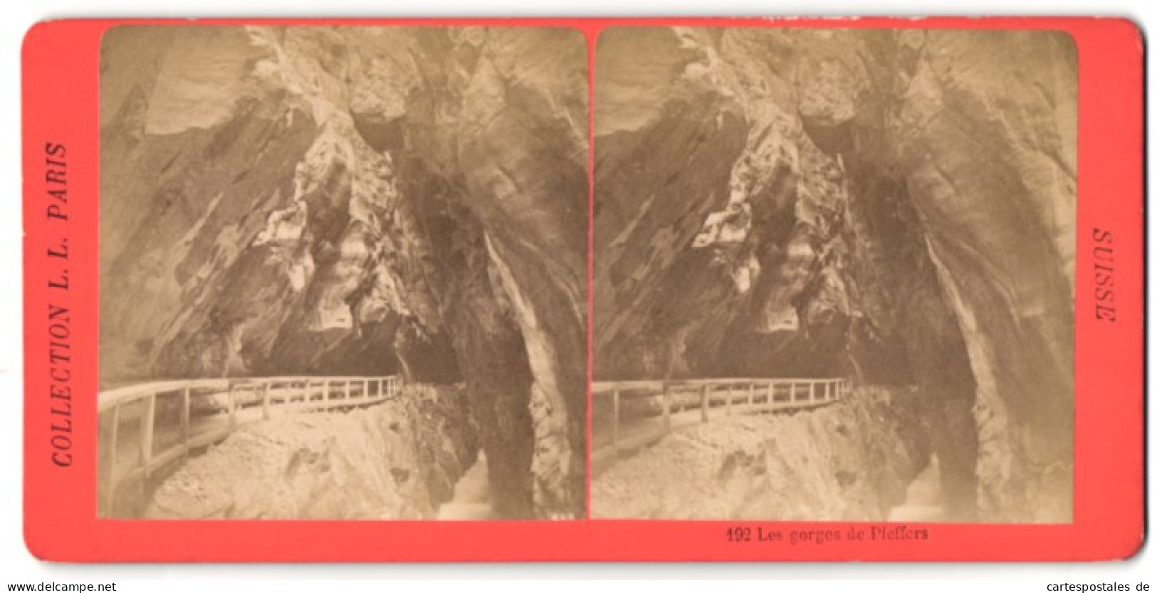 Stereo-Fotografie Leon & Levy, Paris, Ansicht Pfäfers, Les Gorges De Pfeffers  - Stereoscopic