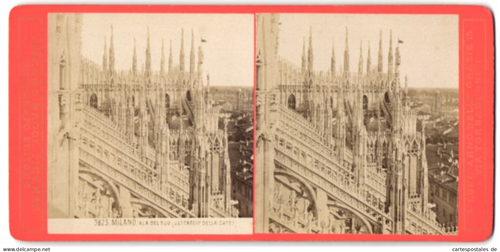 Stereo-Foto Giacomo Brogi, Firenze, Ansicht Milano, Ala Del Sud, Kathedrale, Dom  - Fotos Estereoscópicas
