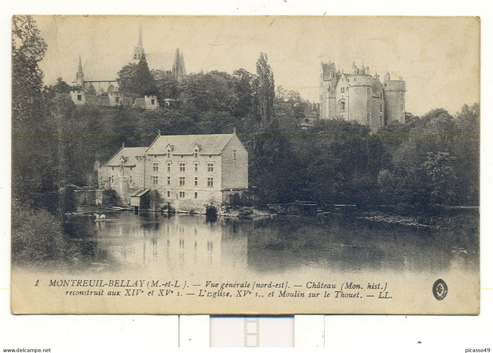 Maine Et Loire ,montreuil Bellay , Vue Generale Sur Le Chateau , L'eglise , Le Moulin Du Thouet - Montreuil Bellay