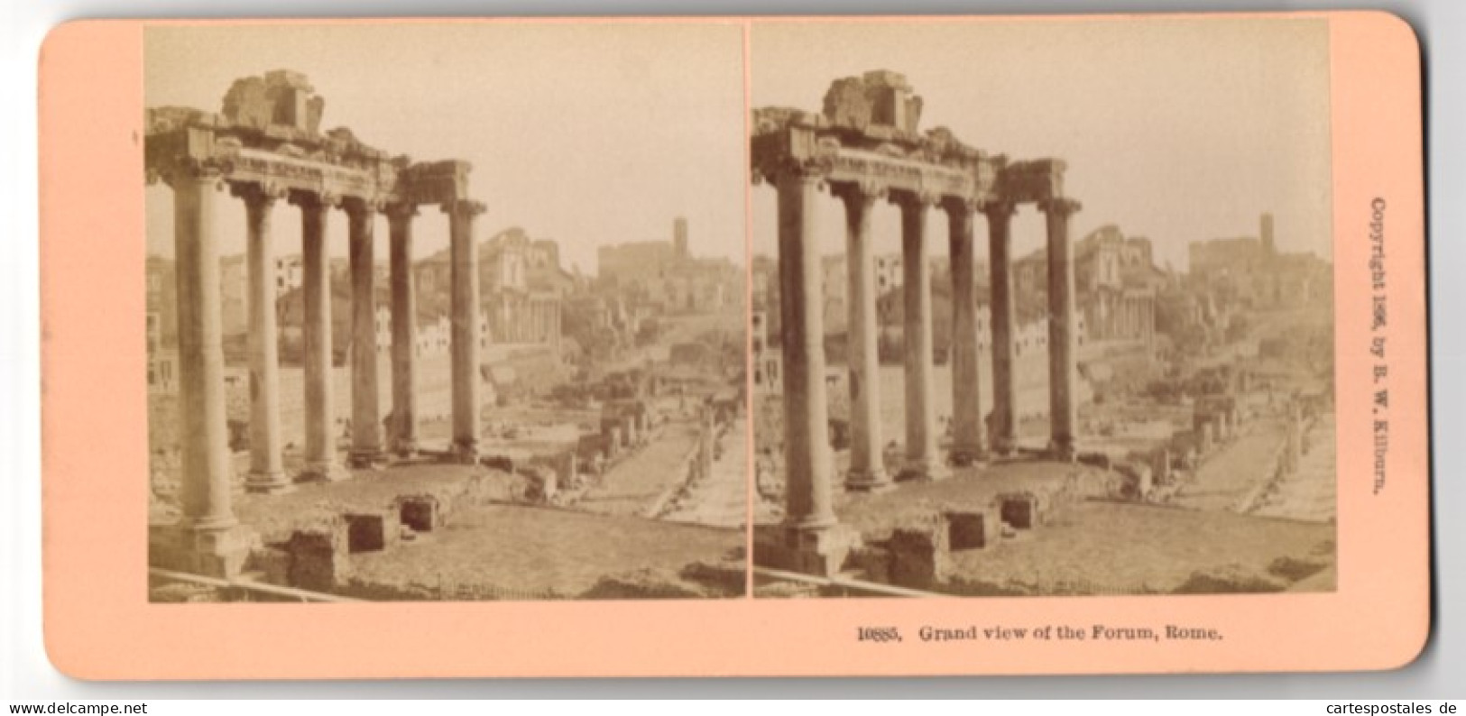 Stereo-Foto B. W. Kilburn, Littleton, Ansicht Rome, Grand View Of The Forum  - Stereoscopic