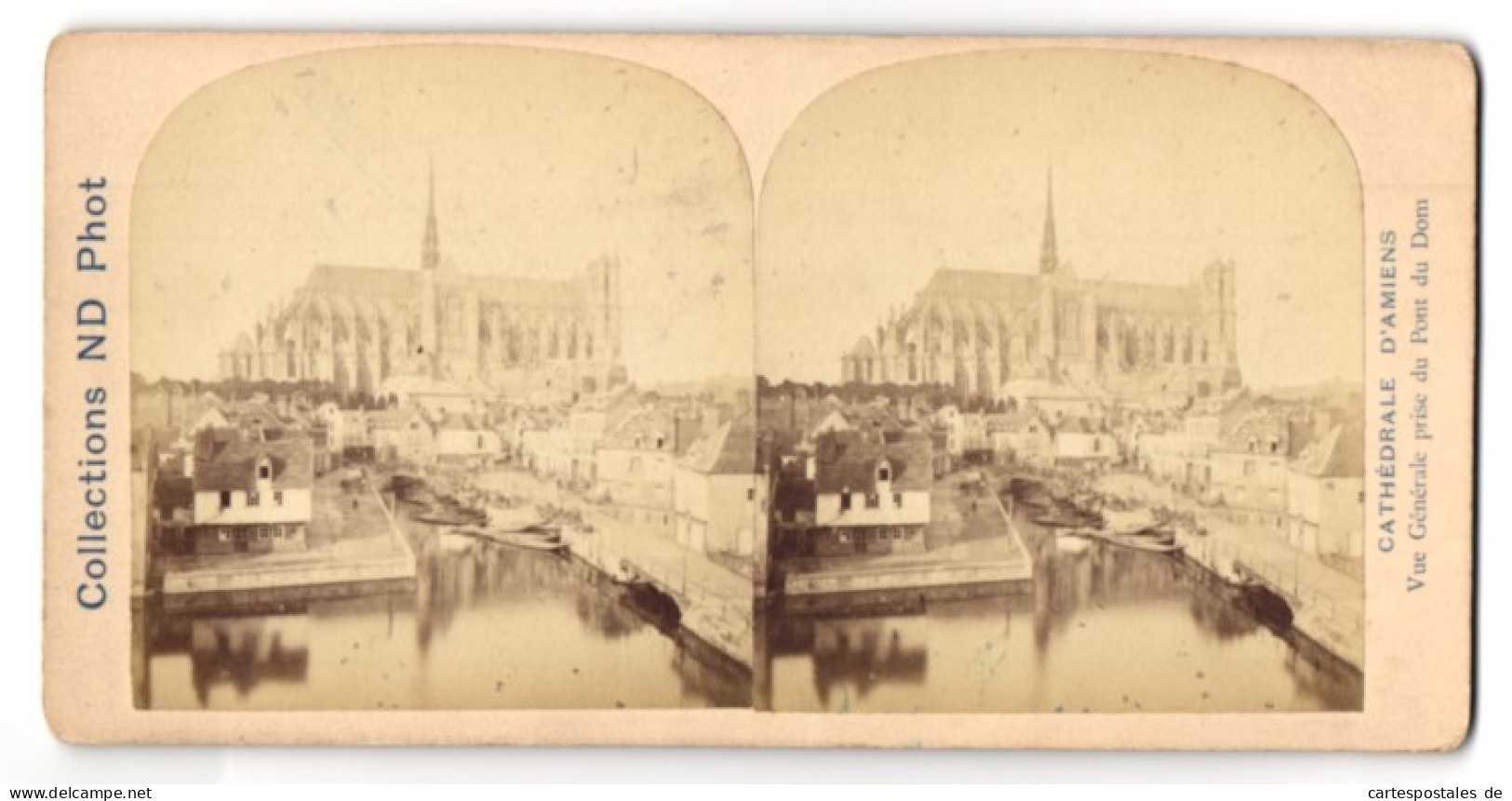 Vue Stéréoscopique-Photo Phot Neurdein Freres, Paris,  Vue De Amiens, Vue Enerale Pris Du Pont Du Dom Cathedrale D`A  - Photos Stéréoscopiques