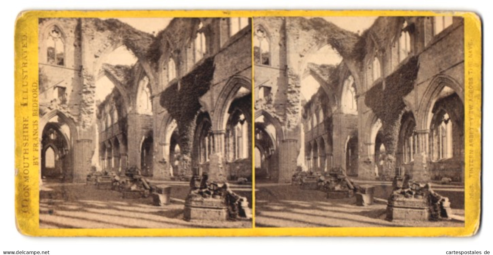 Stereo-Photo Francis Bedford, Ansicht Tinter, Tintern Abbey, View Across The Nave  - Stereoscopic