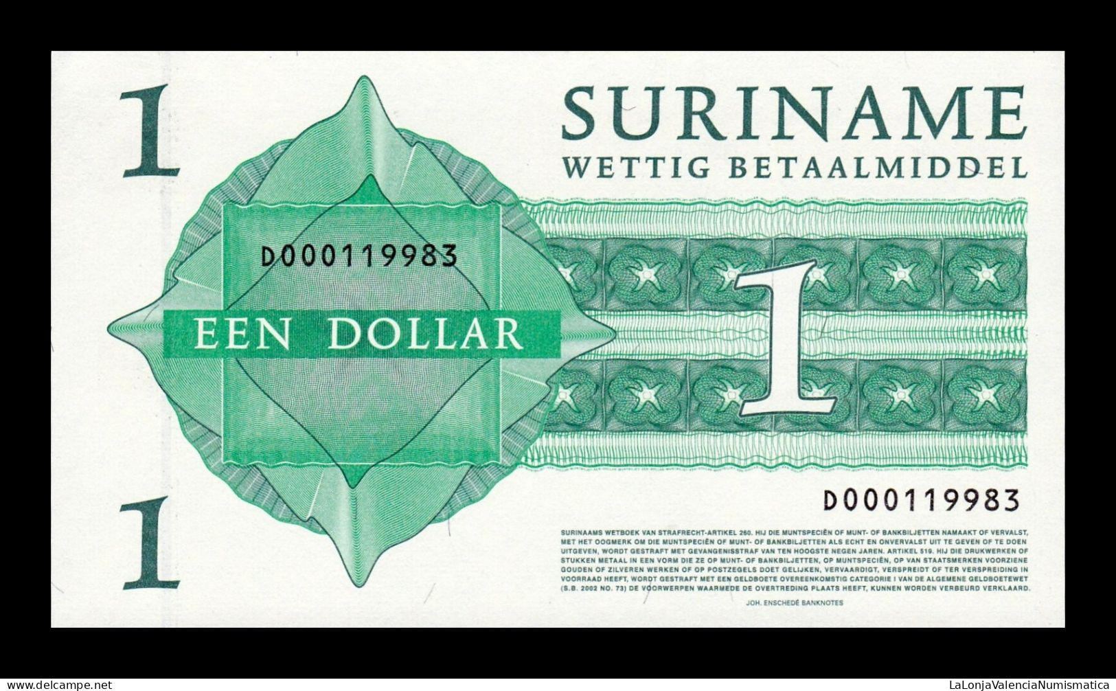 Surinam Suriname 1 Dollar 2004 Pick 155 Sc Unc - Surinam