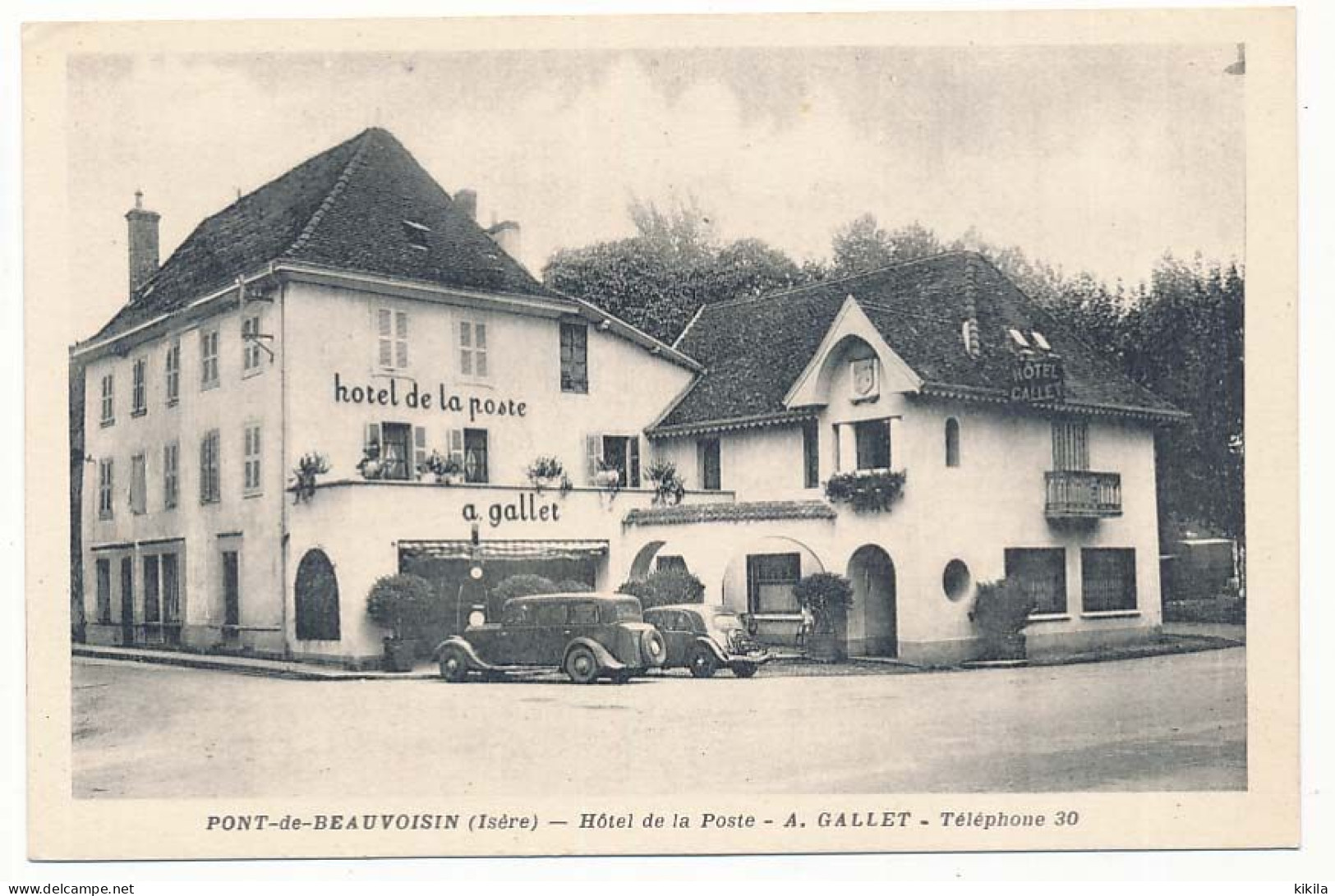 CPSM 9 X 14 Isère PONT-de-BEAUVOISIN Hôtel De La Poste A. Gallet    Au Verso Menu Et Note Manuscrits - Sonstige & Ohne Zuordnung