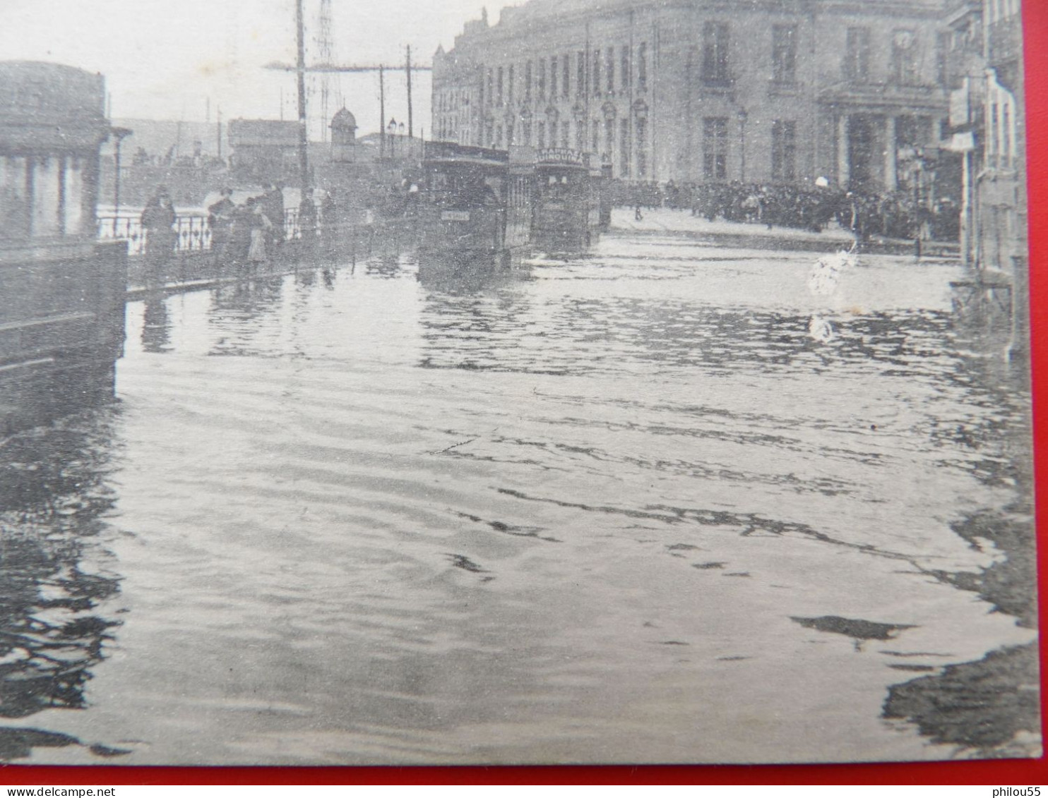 Cpa 44 NANTES Anime Quai Brancas Inondations 1910 Trams - Nantes