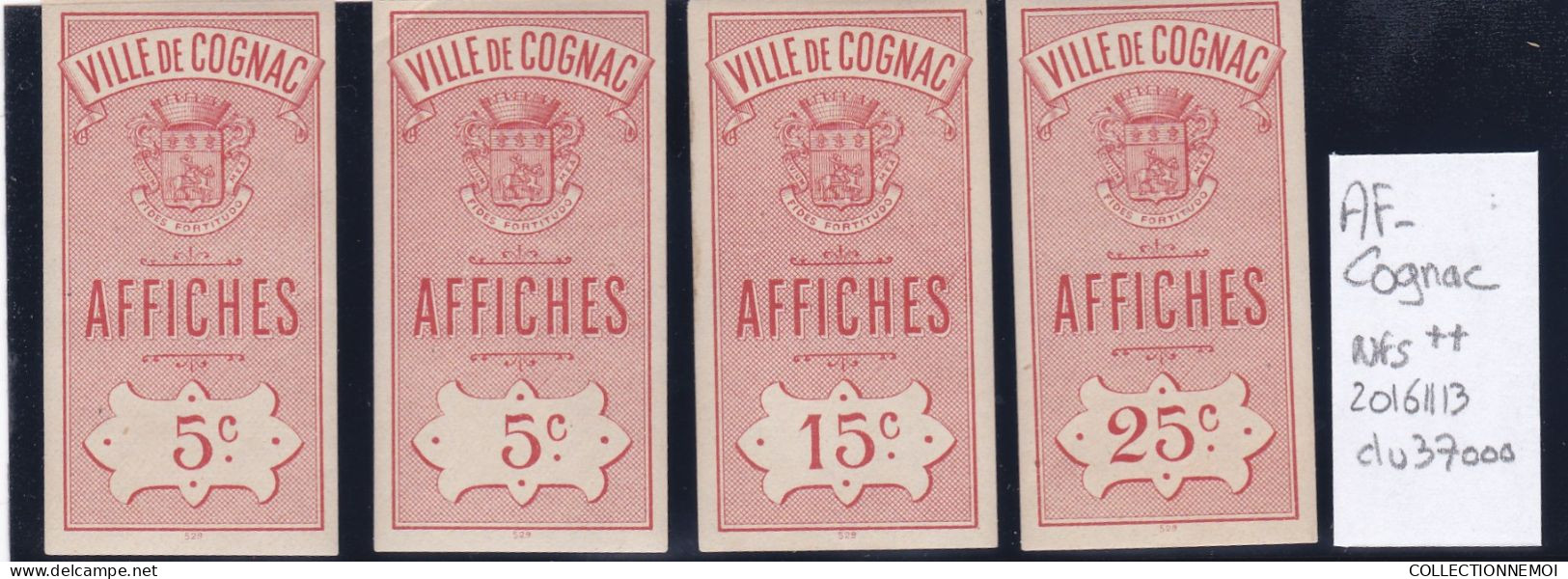 AFFICHES  De VILLE ,,,,,, COGNAC 4 Timbres - Zegels