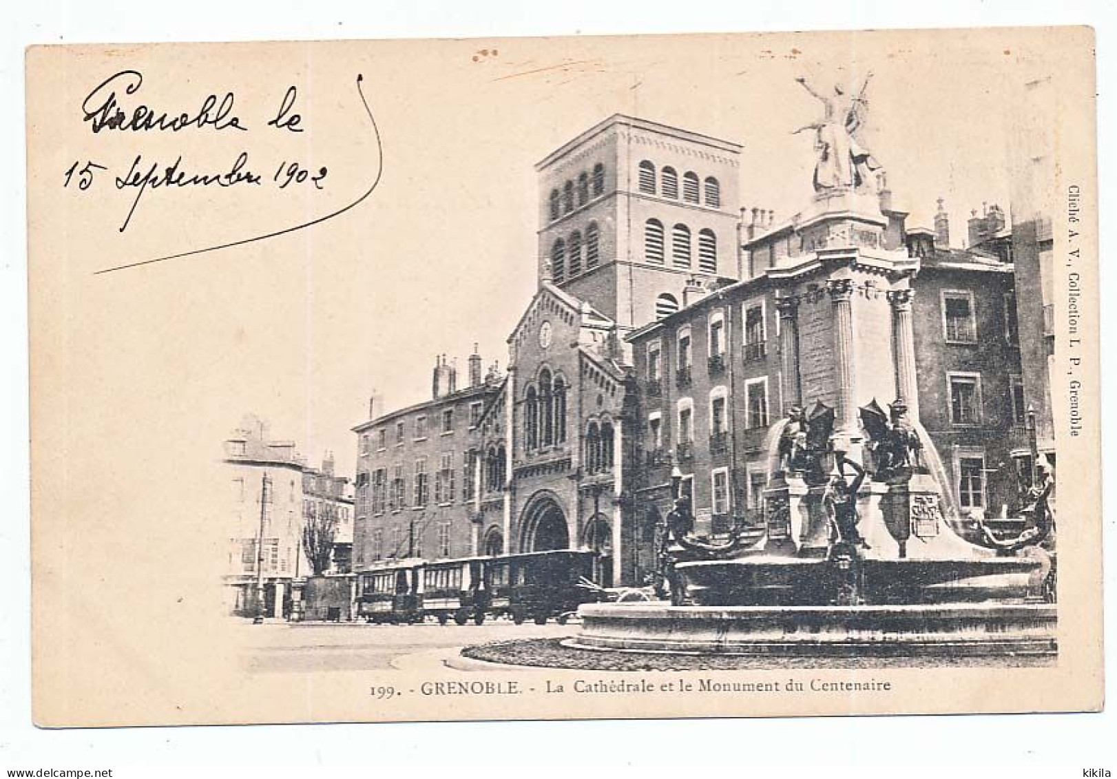 CPA 9 X 14 Isère  GRENOBLE La Cathédrale Et Kle Monument Du Centenaire   Tramway - Grenoble