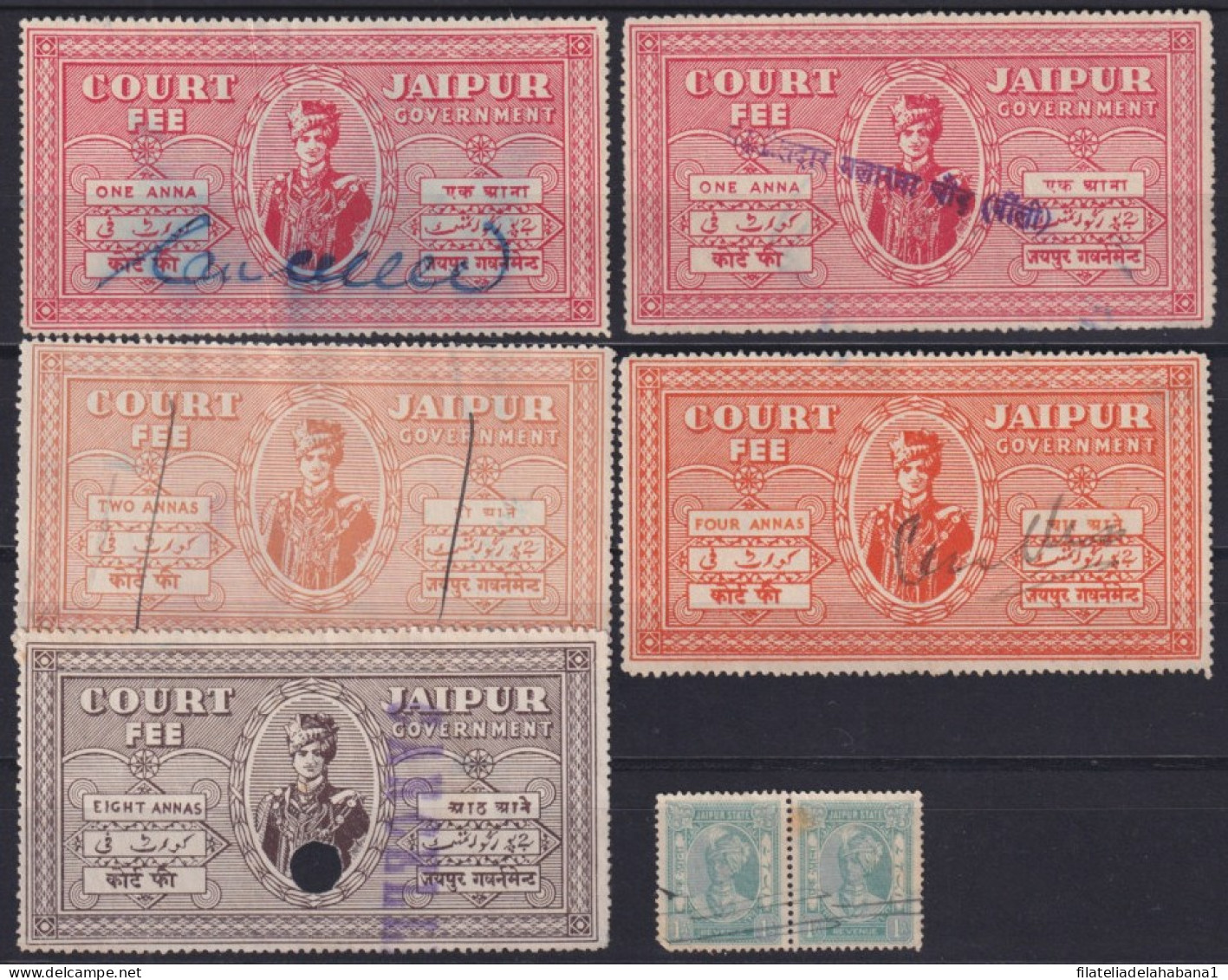 F-EX49773 INDIA UK ENGLAND FEUDATARY STATE REVENUE JAIPUR COURT FEE.  - Andere & Zonder Classificatie