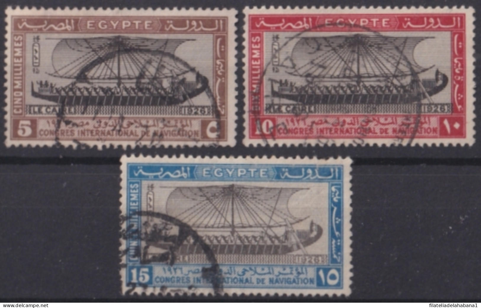 F-EX49953 EGYPT 1927 NAVIGATION OLD SHIP INTERNATIONAL CONGRESS USED.  - Used Stamps