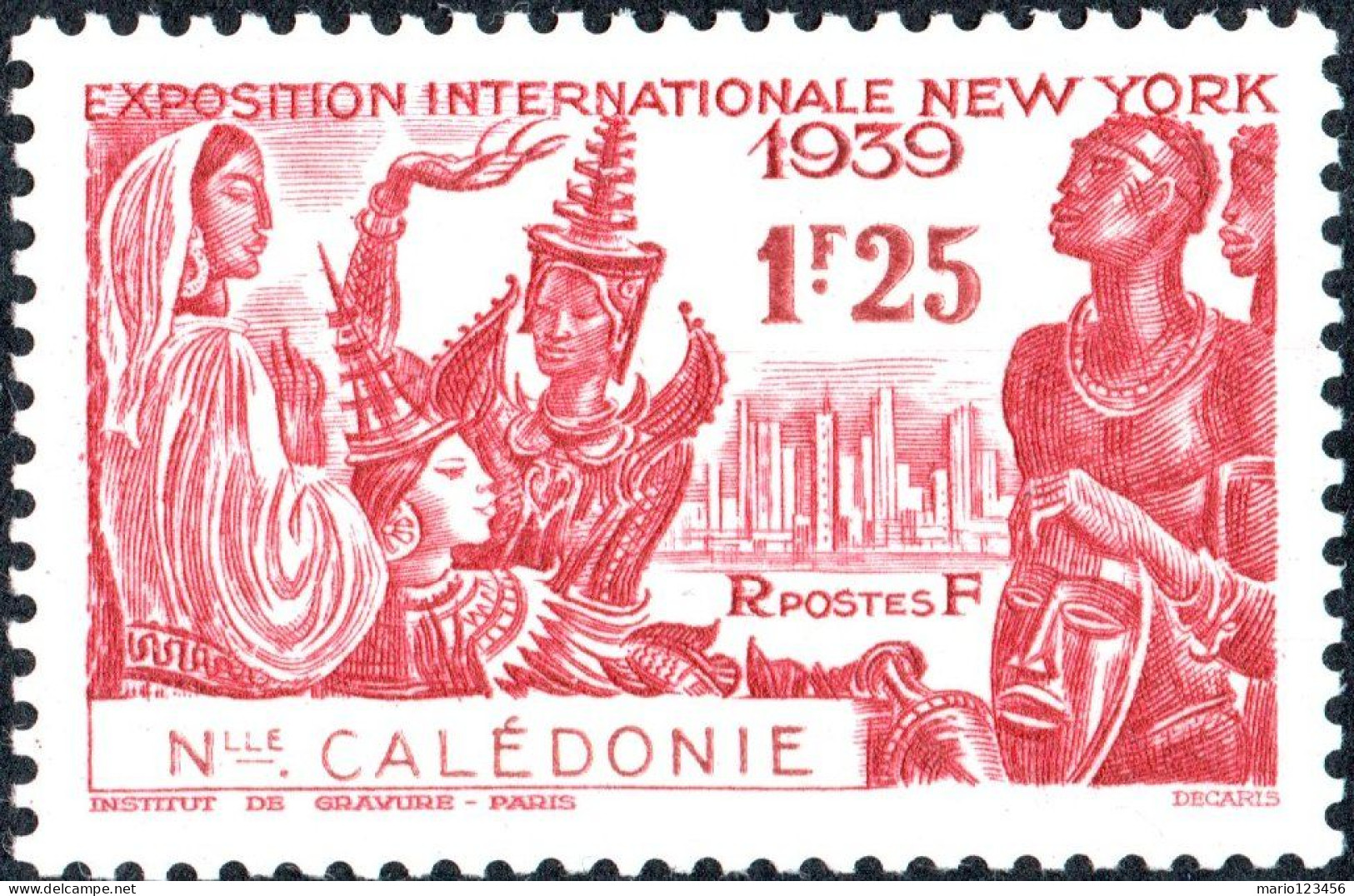 NUOVA CALEDONIA, NEW CALEDONIA, ESPOSIZIONE NEW YORK, 1939, NUOVI (MNH**) Mi:NC 214, Scott:NC 215, Yt:NC 173 - Unused Stamps