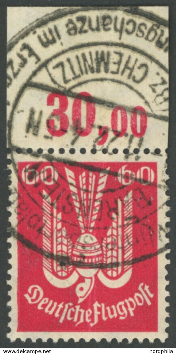 Dt. Reich 213bPOR O, 1922, 60 Pf. Schwärzlichrot, Plattendruck, Oberrandstück, Senkrechte Bugspur Sonst Pracht, Gepr. Ba - Other & Unclassified