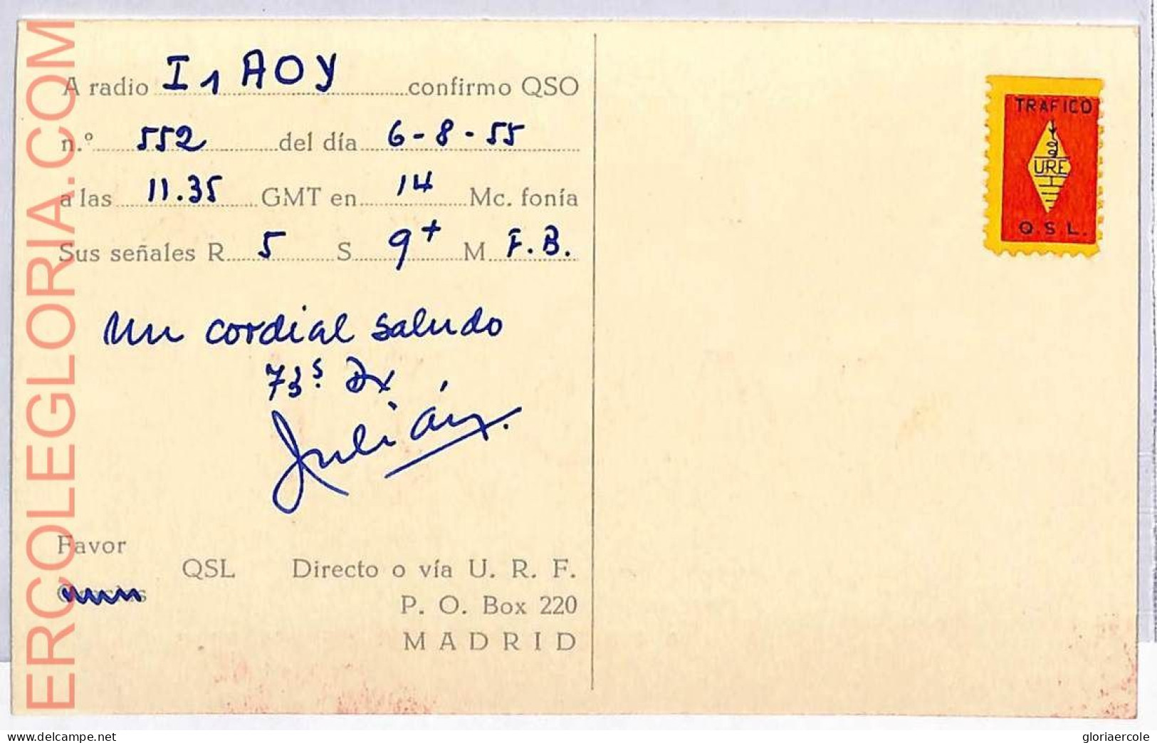 Ad9256 - SPAIN - RADIO FREQUENCY CARD  - Madrid -  1955 - Radio