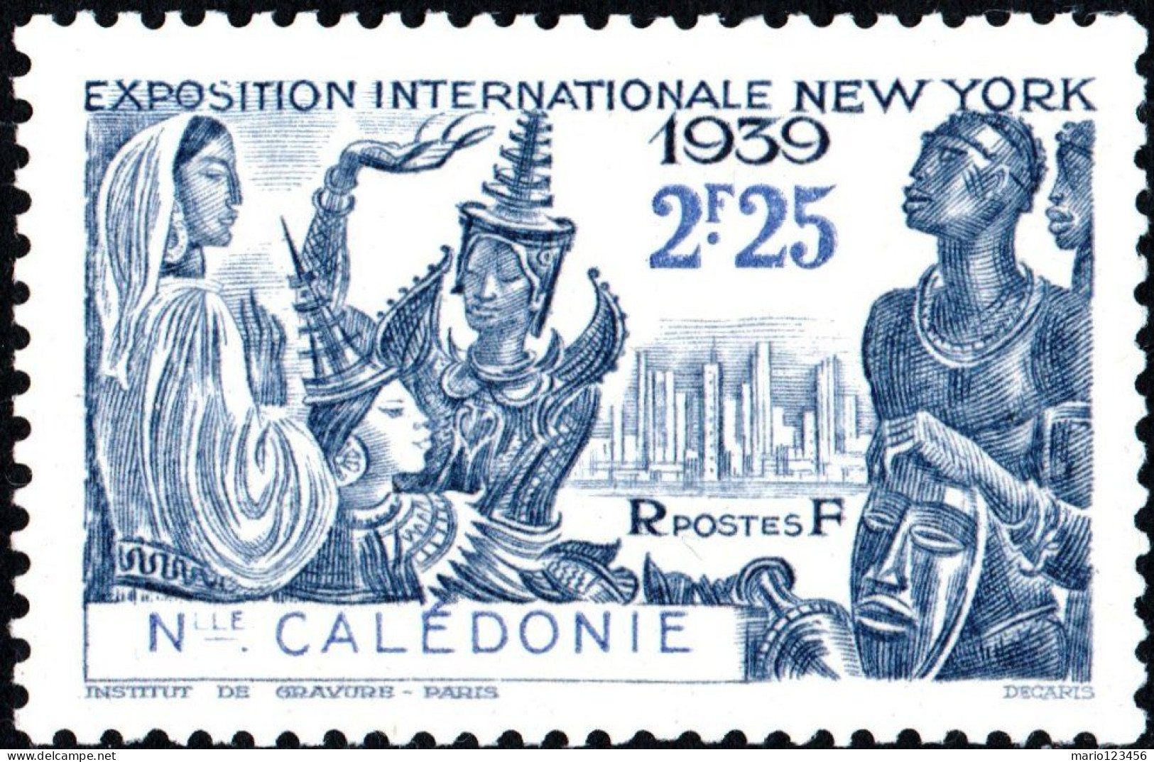 NUOVA CALEDONIA, NEW CALEDONIA, ESPOSIZIONE NEW YORK, 1939, NUOVI (MNH**) Mi:NC 215, Scott:NC 216, Yt:NC 174 - Unused Stamps