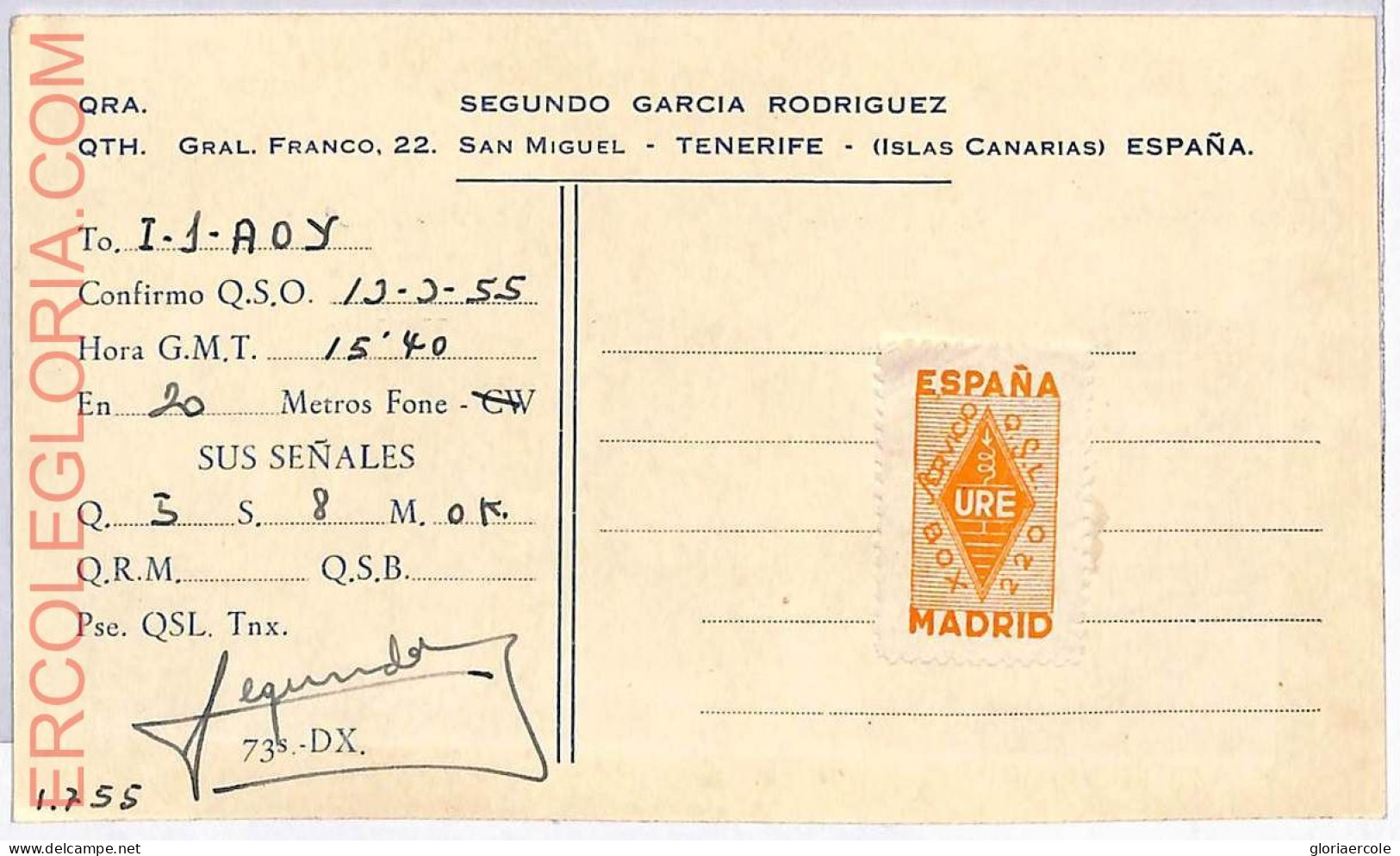Ad9257 - SPAIN - RADIO FREQUENCY CARD  - Madrid -  1955 - Radio