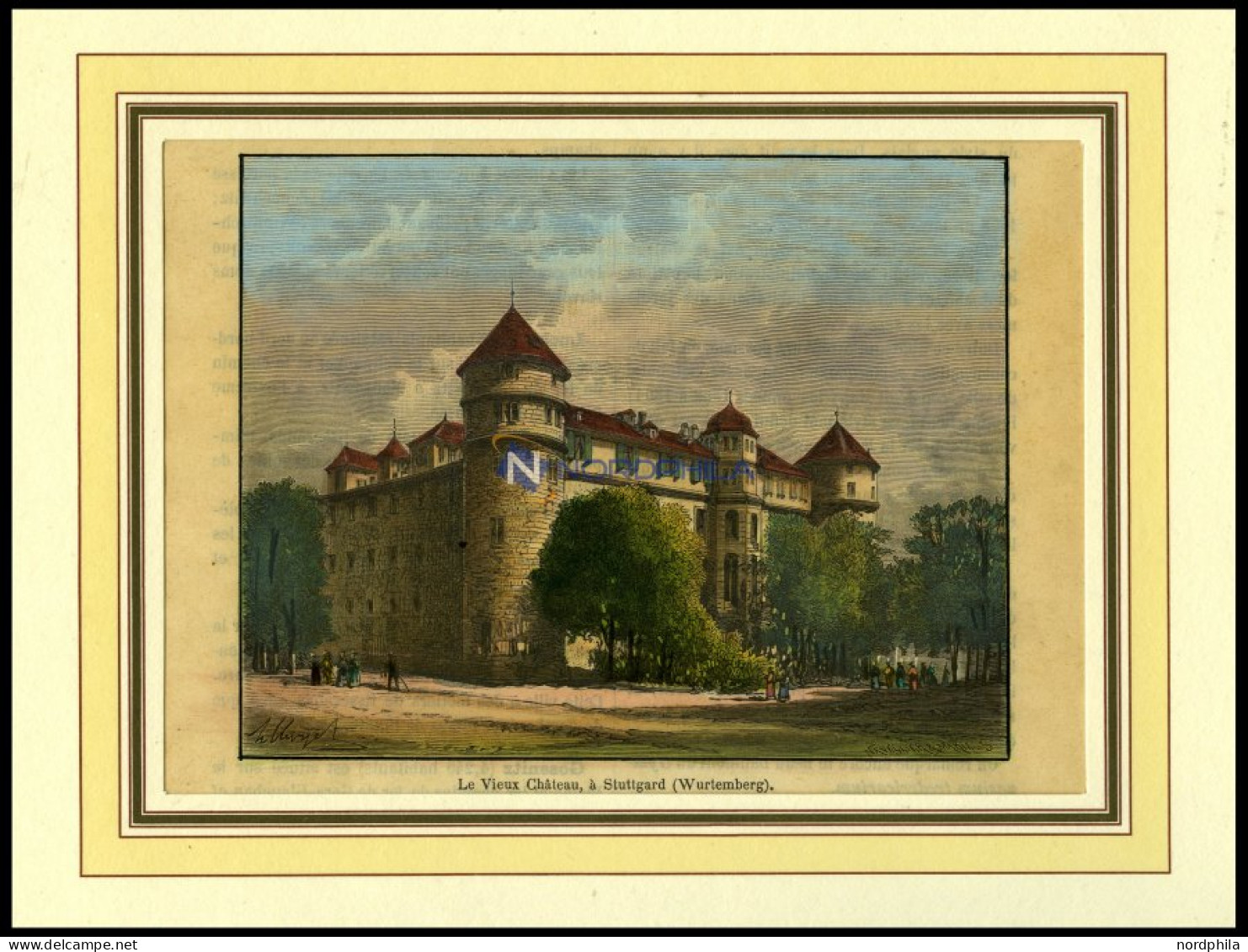 STUTTGART: Das Alte Schloß, Kolorierter Holzstich Von Malte-Brun 1880 - Prints & Engravings