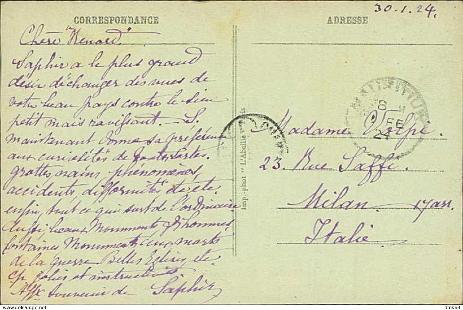 AFRICA - MAURITIUS / ILE MAURICE - PAMPLEMOUSSES - ALLEE ET TOMBEAUX DE PAUL ET VIRGINIE - MAILED 1924 / STAMPS (12576) - Mauritius